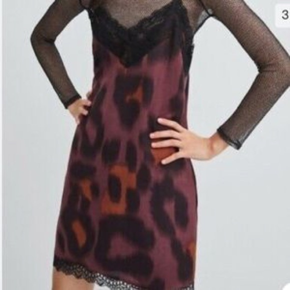 Zara animal print slip dress with lace trim - Picture 2 of 7